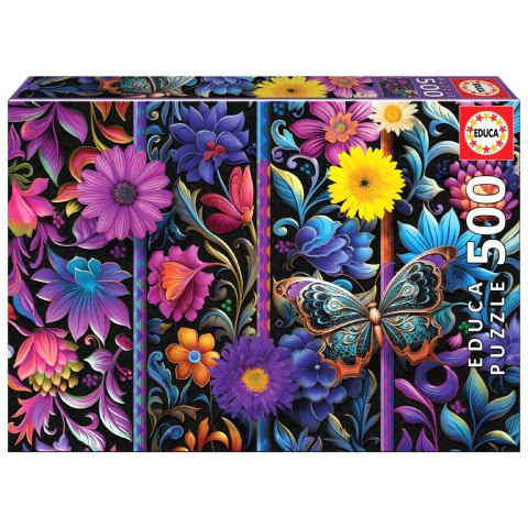 Puzzle 500 el. Kwiaty i motyl Educa