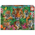 Puzzle 500 el. Tygrysy w dżungli Educa