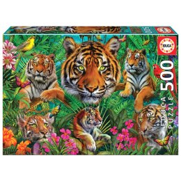 Puzzle 500 el. Tygrysy w dżungli Educa