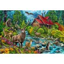 Puzzle 2000 el. Leśna chatka z czerwonym dachem Cobble Hill