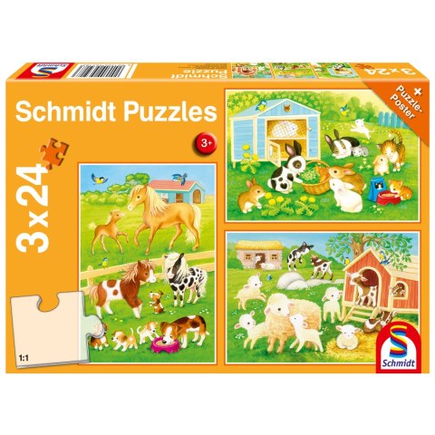 Puzzle 3 x 24 el. Słodkie zwierzaki Schmidt - puzzle
