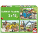 Puzzle 3 x 48 el. Pojazdy budowlane Schmidt - puzzle