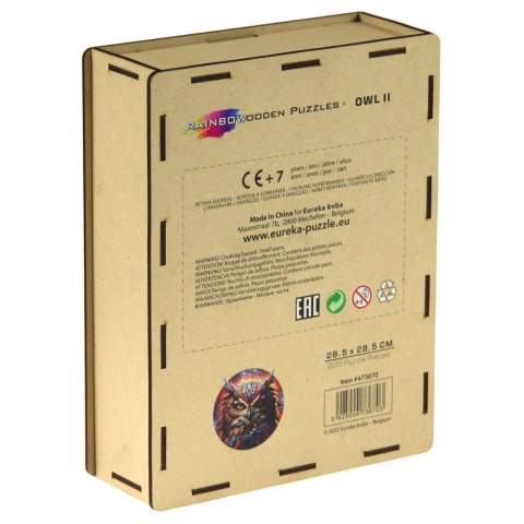 Puzzle drewniane / kolorowe - Sowa 2 Eureka 3D