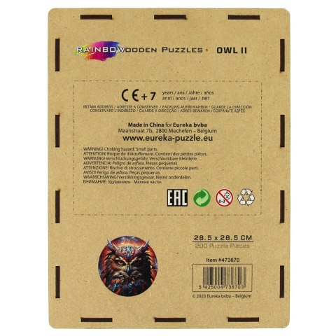 Puzzle drewniane / kolorowe - Sowa 2 Eureka 3D