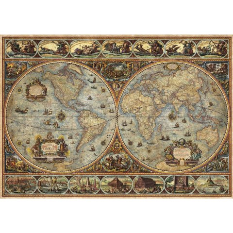 Puzzle 1000 el. Stara mapa świata Educa