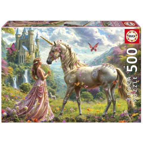 Puzzle 500 el. Wróżka, jednorożec i motyl Educa