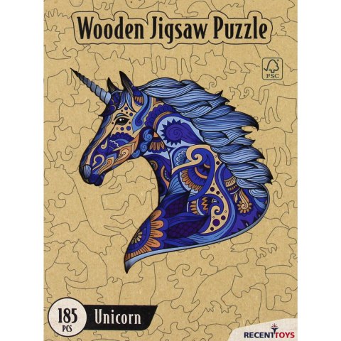 Puzzle drewniane / kolorowe 185 el. - Jednorożec Recent Toys