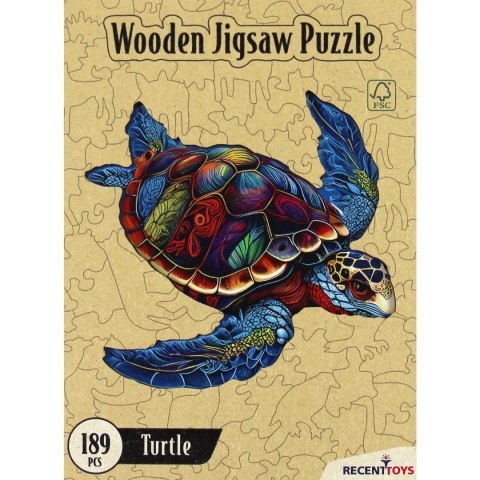 Puzzle drewniane / kolorowe 189 el. - Żółw Recent Toys