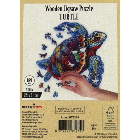 Puzzle drewniane / kolorowe 189 el. - Żółw Recent Toys