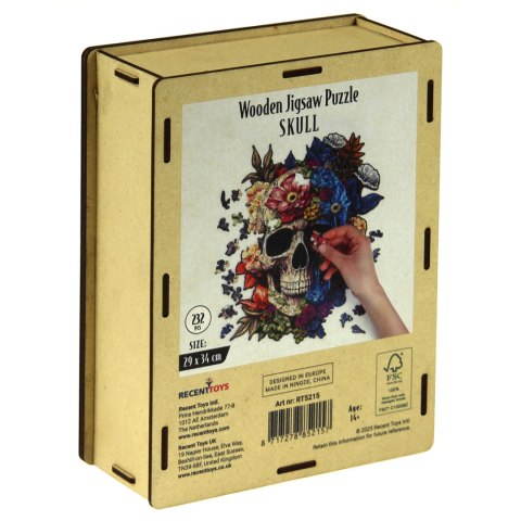 Puzzle drewniane / kolorowe 232 el. - Czaszka Recent Toys