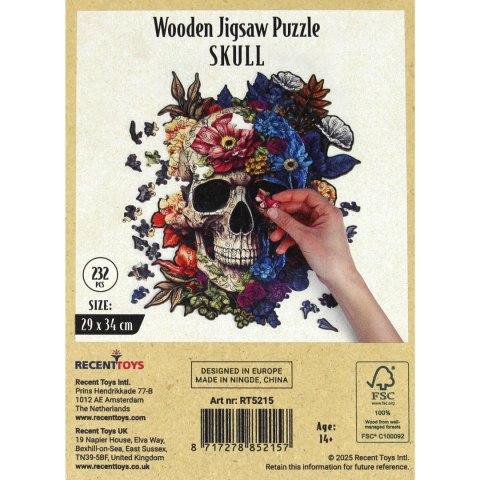 Puzzle drewniane / kolorowe 232 el. - Czaszka Recent Toys
