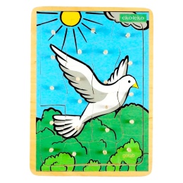 Układanka, puzzle z kołeczkami GOŁĄB, ptaki