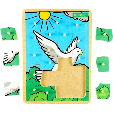 Układanka, puzzle z kołeczkami GOŁĄB, ptaki