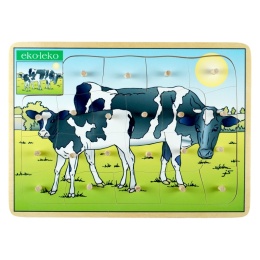 Układanka, puzzle z kołeczkami Krowa
