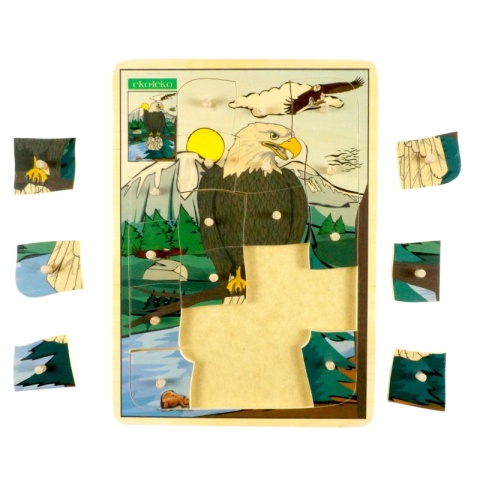 Układanka, puzzle z kołeczkami ORZEŁ, ptaki