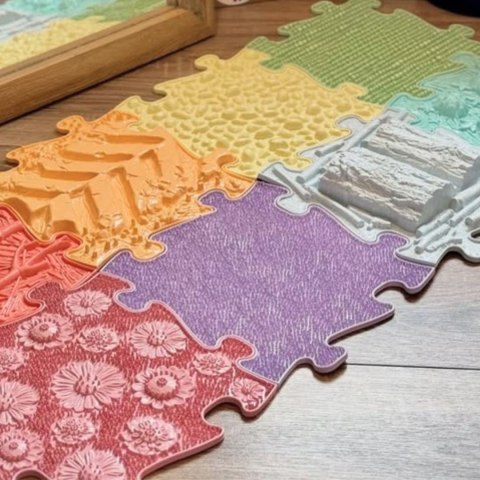 WOOPIE Mata Sensoryczna Puzzle 8 el. Pastelowa Tęcza