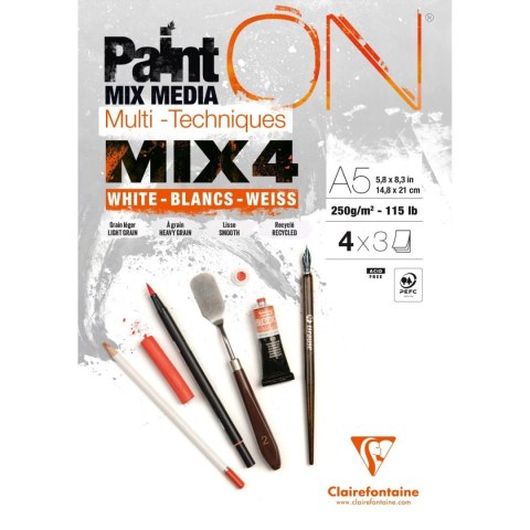 Blok białych papierów Mix4, A5, 250g