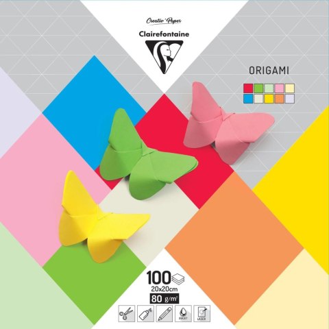 Papier Origami 10 kolorów 20x20cm, 80g