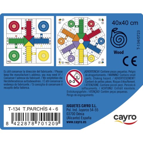 Drewniana plansza do gry (Chińczyk dla 4 i 6 graczy 40x40 cm) (T-134) Cayro