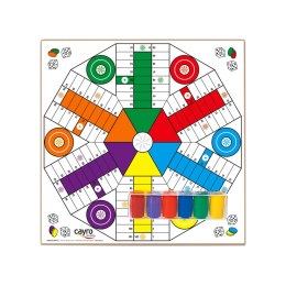 Drewniana plansza do gry + komplet pionków (Chińczyk dla 4 i 6 graczy 40x40 cm) (T-134A) Cayro