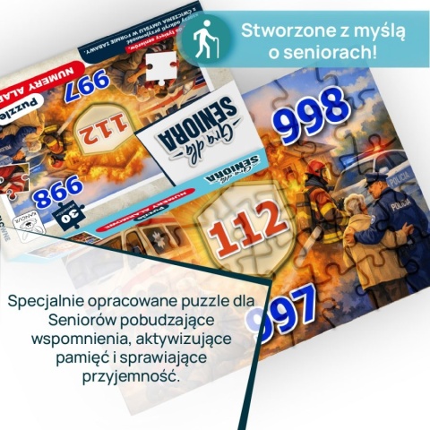 Gra dla Seniora. Puzzle 30 el. Numery Alarmowe