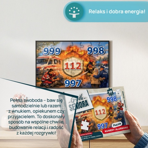 Gra dla Seniora. Puzzle 30 el. Numery Alarmowe