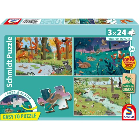PQ Puzzle 3 x 24 el. Leśne zwierzęta Schmidt - puzzle