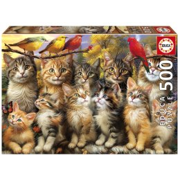 Puzzle 500 el. Kocięta i ptaki Educa