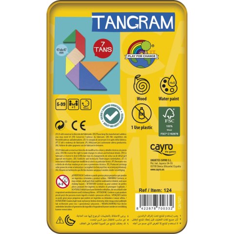 Tangram drewniany (w metalowej puszce) (124) Cayro