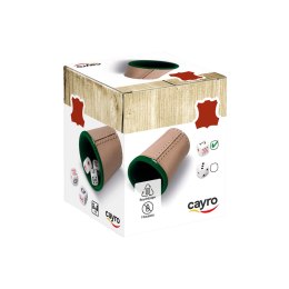 Zestaw do gry w kości: skórzany kubek + kości pokerowe 16 mm (674) Cayro