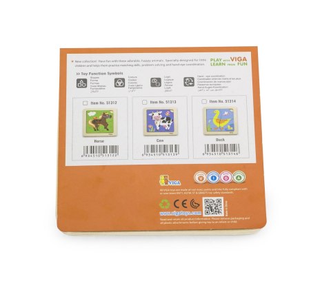 VIGA Poręczne Drewniane Puzzle Kaczuszka Układanka 4 elementy