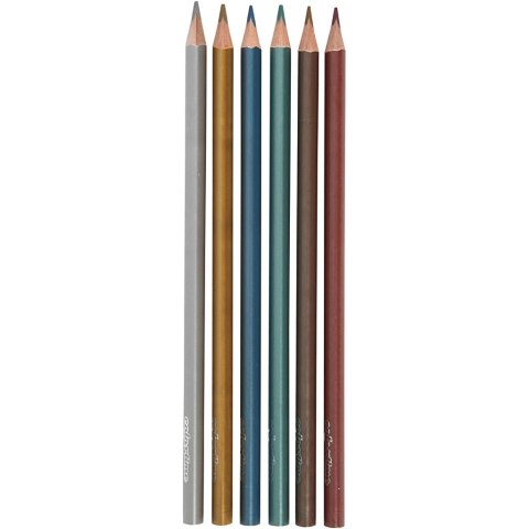 Kredki metaliczne 6 szt Trójkątne