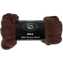 Wełna Merynosów 100g Ciemno Brązowa
