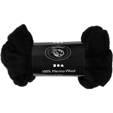 Wełna Merynosów 100g Czarna