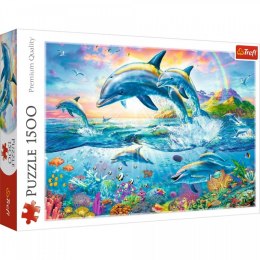 Puzzle 1500 elementów Rodzina delfinów