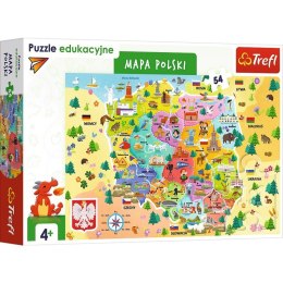 Puzzle 54 elementów Edukacyjne Mapa Polski