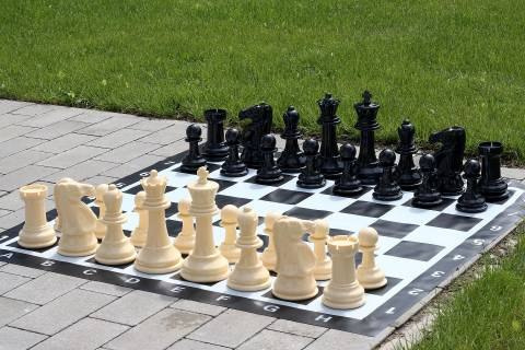 SZACHY OGRODOWE/plenerowe zestaw do szachów ogrodowych król 20cm - figury + szachownica winylowa