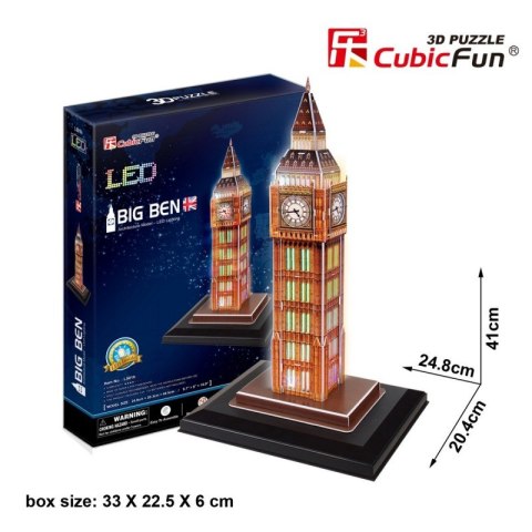 Puzzle 3D Zegar Big Ben (Światło), 28 el.