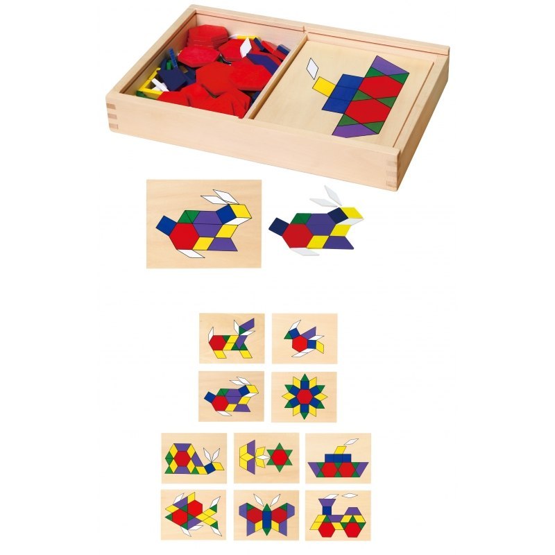Drewniana Mozaika Geometryczna Viga Toys Układanka Logiczna Klocki 148 el