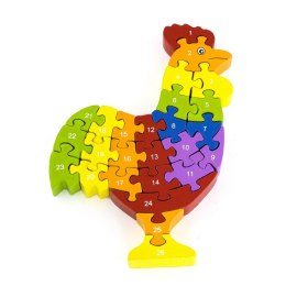 Drewniana Układanka Puzzle Kogut 3D Alfabet Viga Toys, ptaki