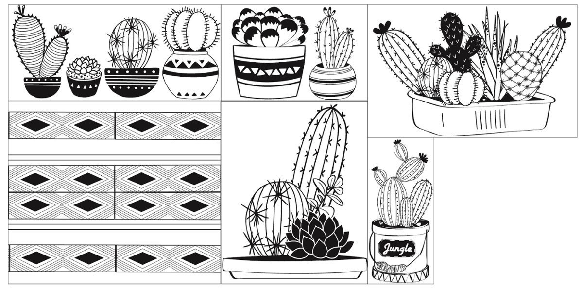 Stempelki w Pudełku Kaktusy, gumowe