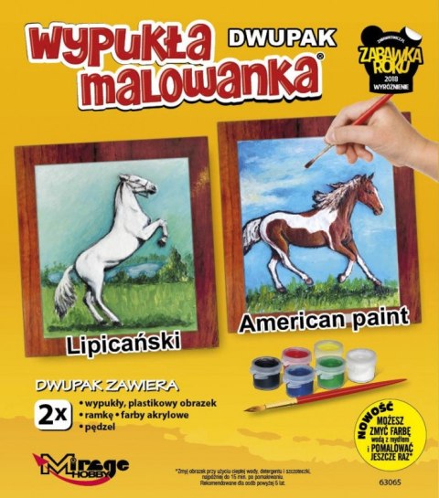 Wypukła malowanka Dwupak Konie Lipicanski i American paint