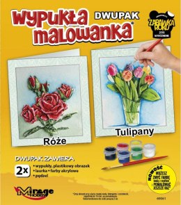 Wypukła malowanka Dwupak Kwiaty Róże-Tulipany