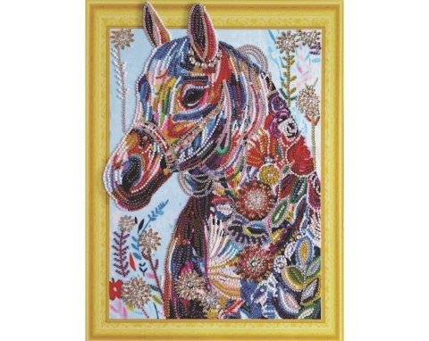 Diamentowa Mozaika 30x40 Koń w kwiatach