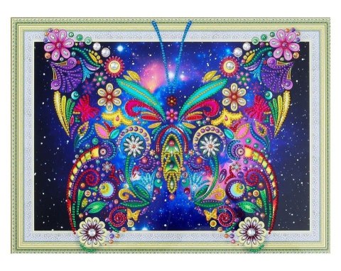 Diamentowa Mozaika 40x30 Kwiecisty motyl