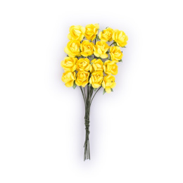 Kwiaty róże papierowe 2 cm, 16 szt., LEMON CHIFFON