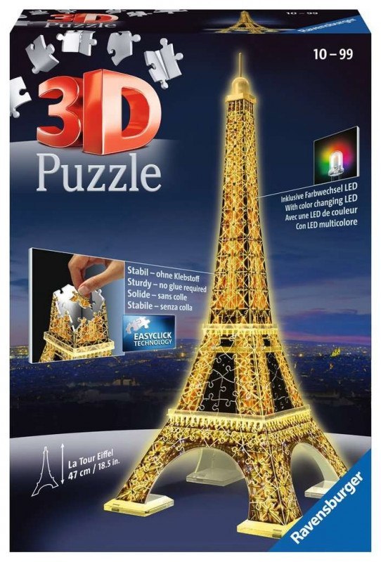 Puzzle 216 elementów 3D Wieża Eiffla Nocą