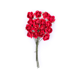 Kwiaty róże papierowe, 2 cm, 16 szt HOT RED