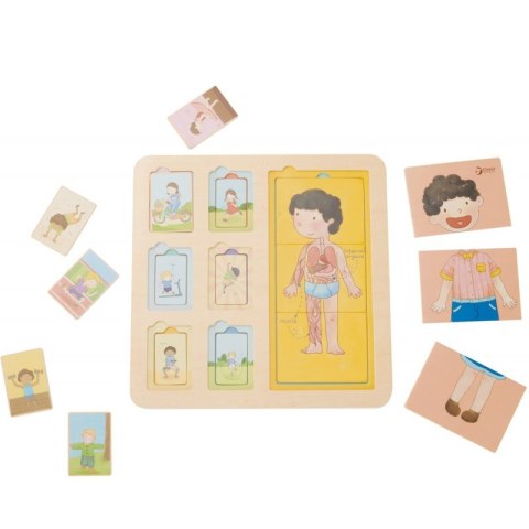 Tablica Edukacyjna Ciało Ludzkie Układanka Klocki Puzzle Dopasuj 19 el.