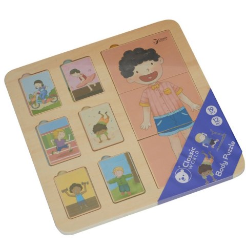 Tablica Edukacyjna Ciało Ludzkie Układanka Klocki Puzzle Dopasuj 19 el.